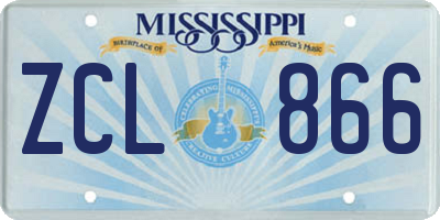 MS license plate ZCL866