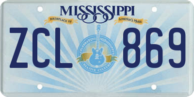 MS license plate ZCL869