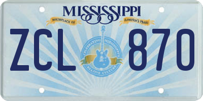 MS license plate ZCL870