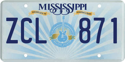 MS license plate ZCL871