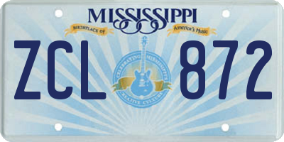 MS license plate ZCL872