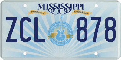 MS license plate ZCL878