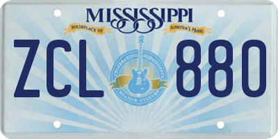MS license plate ZCL880