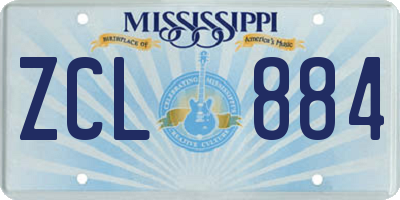 MS license plate ZCL884
