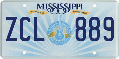 MS license plate ZCL889