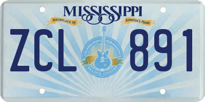MS license plate ZCL891