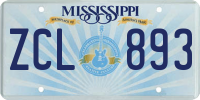 MS license plate ZCL893