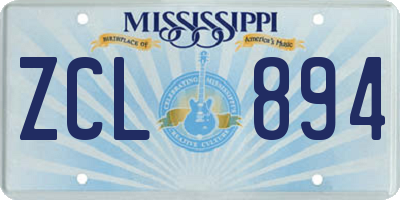 MS license plate ZCL894