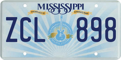 MS license plate ZCL898