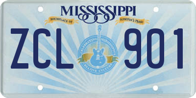 MS license plate ZCL901