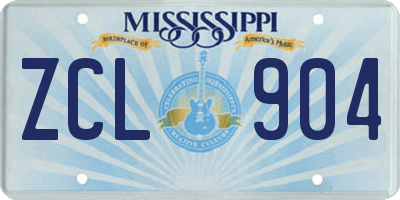 MS license plate ZCL904