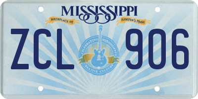 MS license plate ZCL906