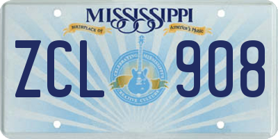 MS license plate ZCL908