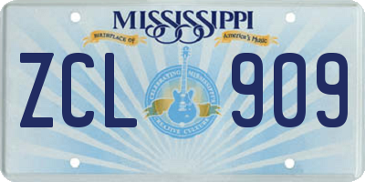 MS license plate ZCL909