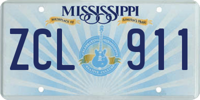 MS license plate ZCL911