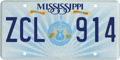 MS license plate ZCL914