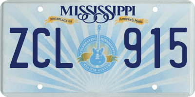 MS license plate ZCL915