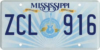 MS license plate ZCL916