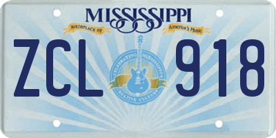 MS license plate ZCL918