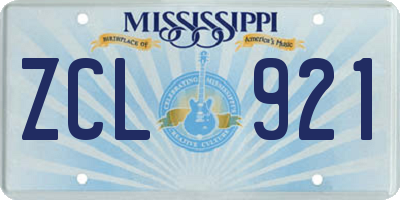 MS license plate ZCL921