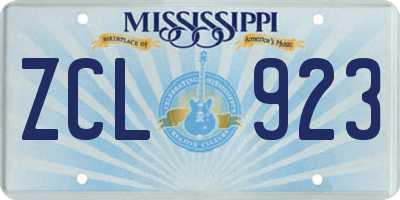 MS license plate ZCL923