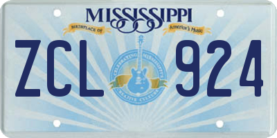 MS license plate ZCL924