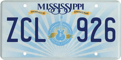 MS license plate ZCL926