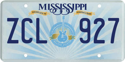 MS license plate ZCL927
