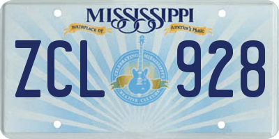 MS license plate ZCL928