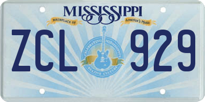 MS license plate ZCL929