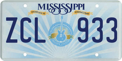 MS license plate ZCL933