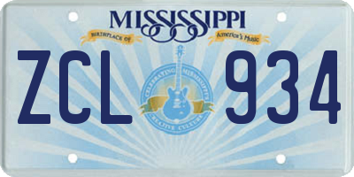 MS license plate ZCL934