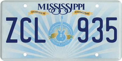 MS license plate ZCL935