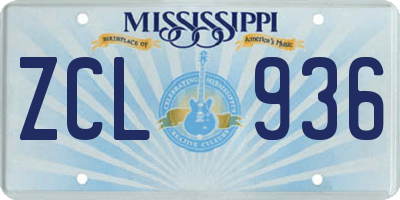 MS license plate ZCL936