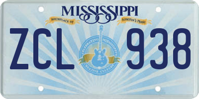 MS license plate ZCL938