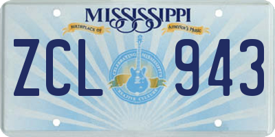 MS license plate ZCL943
