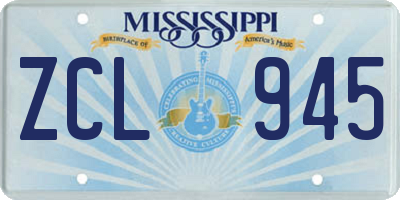MS license plate ZCL945