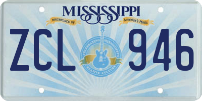 MS license plate ZCL946
