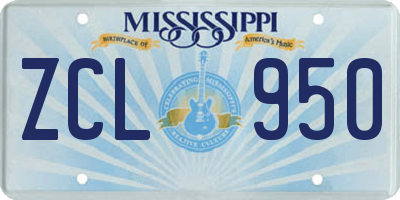 MS license plate ZCL950