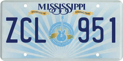 MS license plate ZCL951