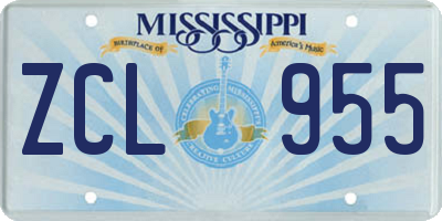 MS license plate ZCL955