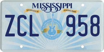 MS license plate ZCL958