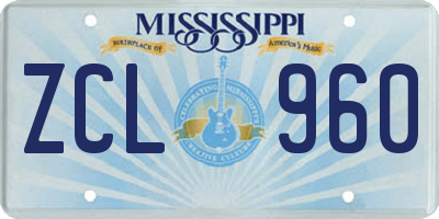 MS license plate ZCL960