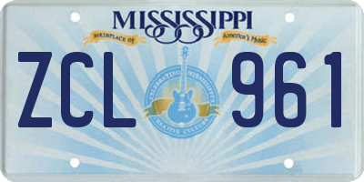 MS license plate ZCL961