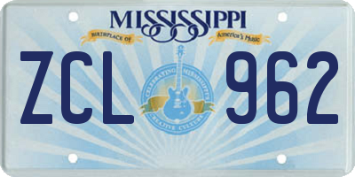 MS license plate ZCL962