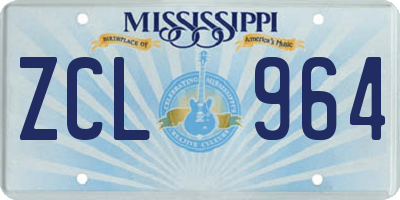 MS license plate ZCL964