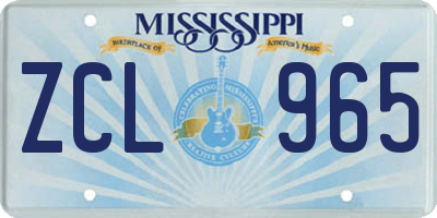MS license plate ZCL965