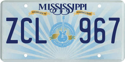 MS license plate ZCL967