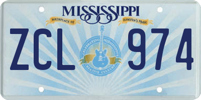 MS license plate ZCL974