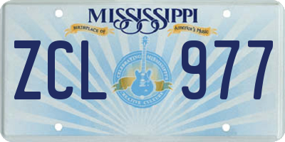 MS license plate ZCL977